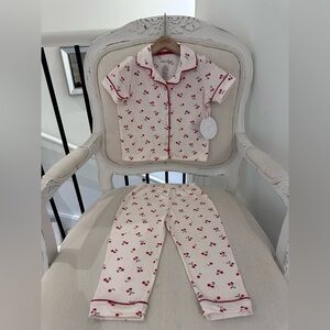 🍒 24 Mth Cherry Print Pale Pink Soft Baby Girl Pajamas NWT